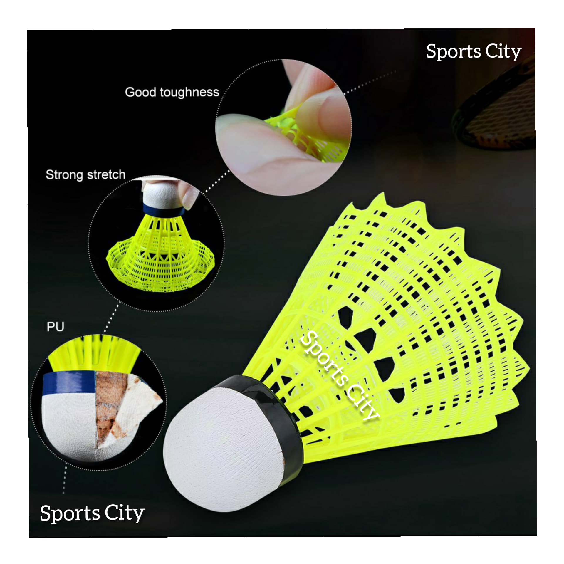 Nylon Shuttlecock Power 333- Yellow. 