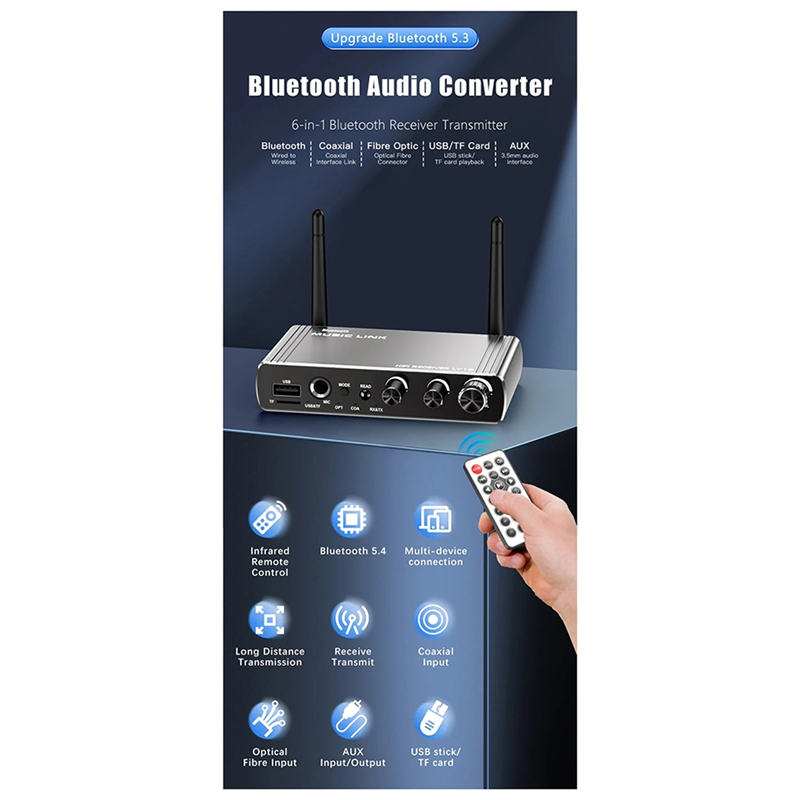 New LY18 HIFI Lossless Bluetooth Receiver Long Distance Bluetooth Adapter 5.4 Adapter Audio Wireless Receiver 6 in 1. 