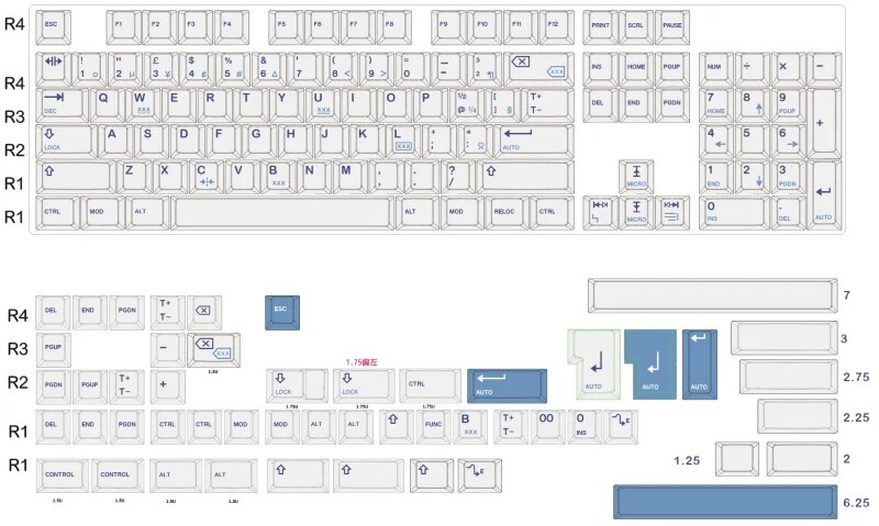 Keebox Shenpo Vintage Gray Blue TA PBT DYE SUB Keycaps Cherry Profile Full Set 150 Keys Keyboard Keycaps. 