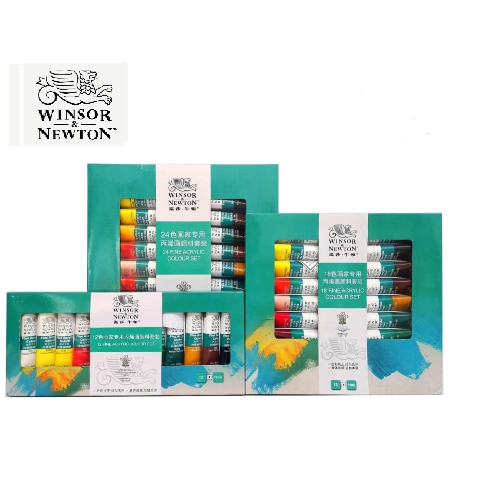 Winsor Newton Fine Acrylic Colour Set 10ml 12/ 18/ 24 Paints Set. 