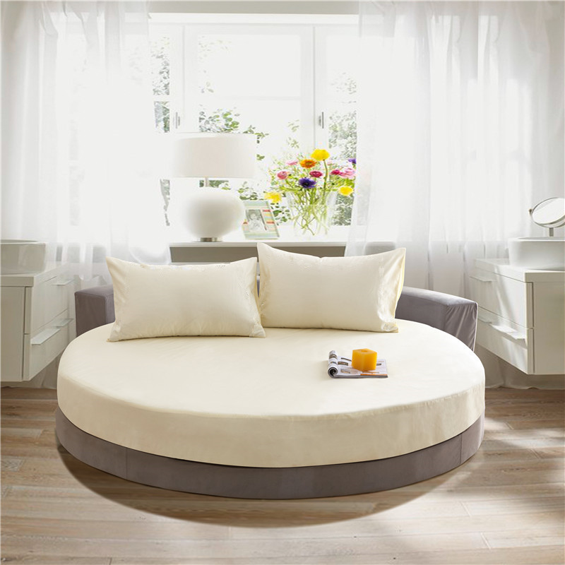100% Cotton Fitted Sheet Round Hotel Home Extra Soft Round Bed Sheets and Pillowcases Pure Cotton Bedsheet with Elastic Straps. 
