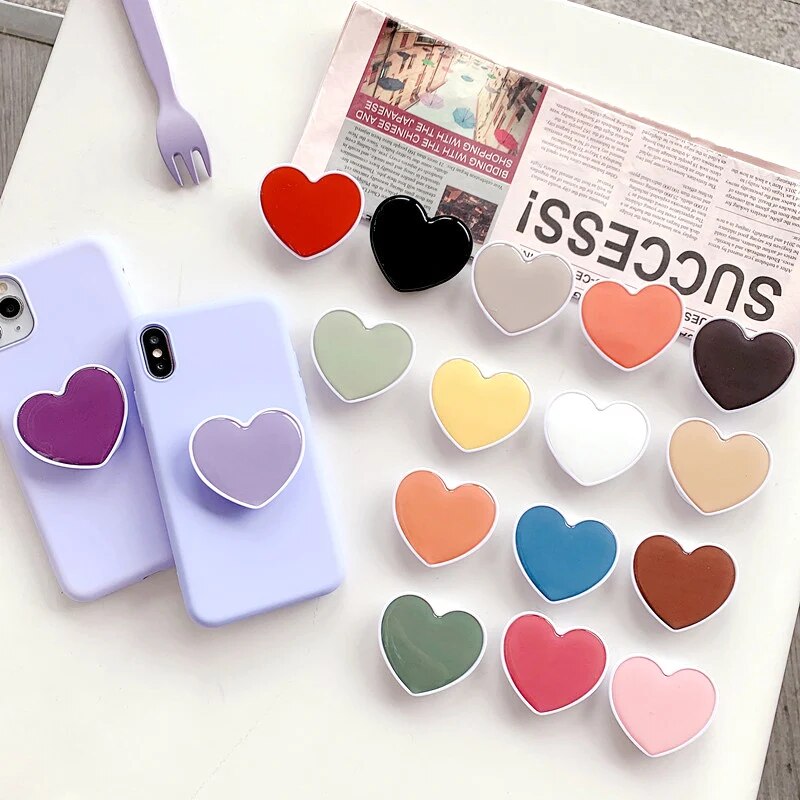 Universal Heart Shaped Phone Socket Holder Finger Grip Bracket Support Telephone for IPhone 13 8 Samsung Pocket Socket Stand
