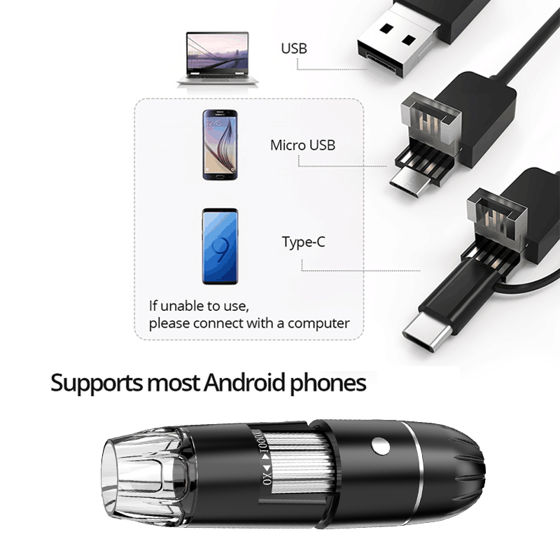 Digital Microscope Camera 3 In1 Type C USB Portable USB Handheld Microscopes For Soldering LED Magnifier Mobile Phone Repairing. 