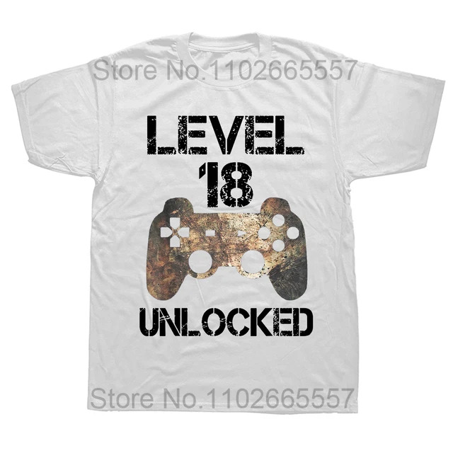 Level 18 Unlocked 18th Birthday 18 Year Old Gamer Boys T Shirts Graphic Cotton Streetwear Adult Gifts Summer Style T-shirt. 
