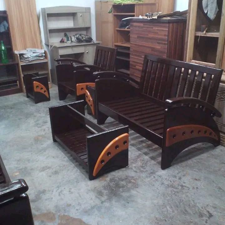 Wooden Sofa- Kather Sofa Set