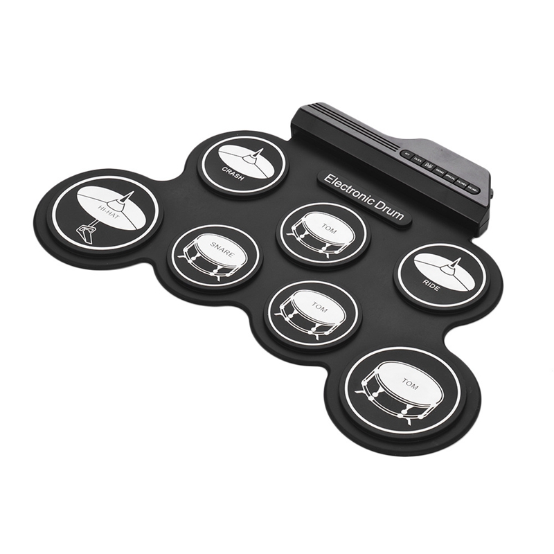 7 Pads Electric Drum Set ,Portable Roll Up Drum Practice Pad Drum. 