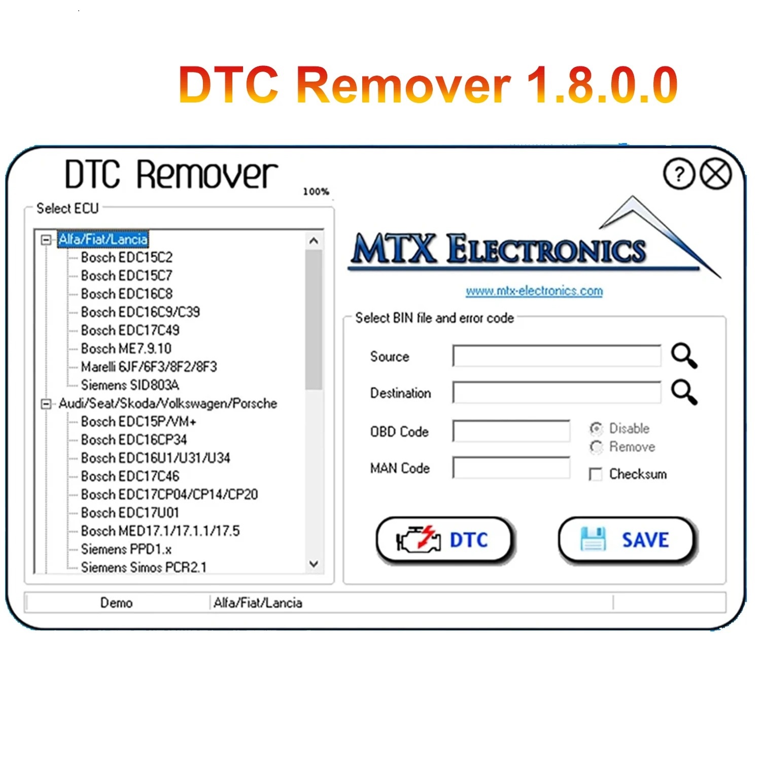 ECU DTC Remover Software OBD2 ECU Chip Tuning Software Full MTX DTC Remover