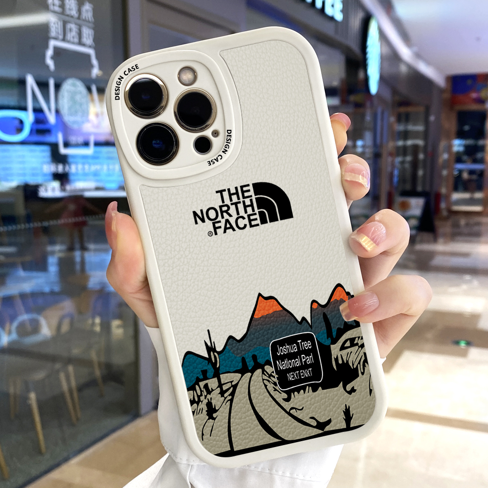 Hontinga for iPhone 12 Back Cover PU Leather Simple Scenery Print Case Soft Silicone Edge Phone Cases. 