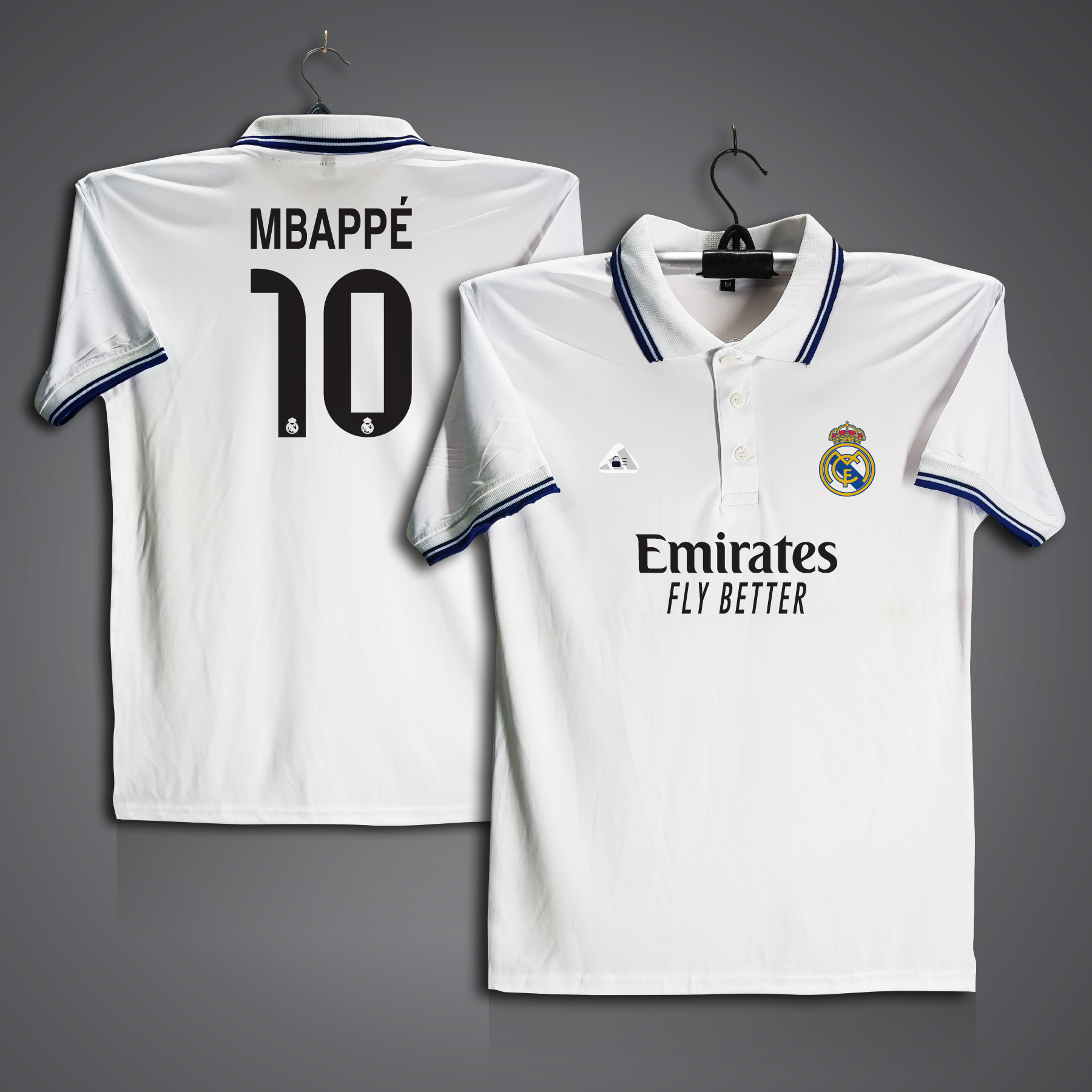 Real Madrid mbappe 10 Football Jersey For Men - Half Sleeve Collar Polo t shirt - Real Madrid mbappe 10 Jersey