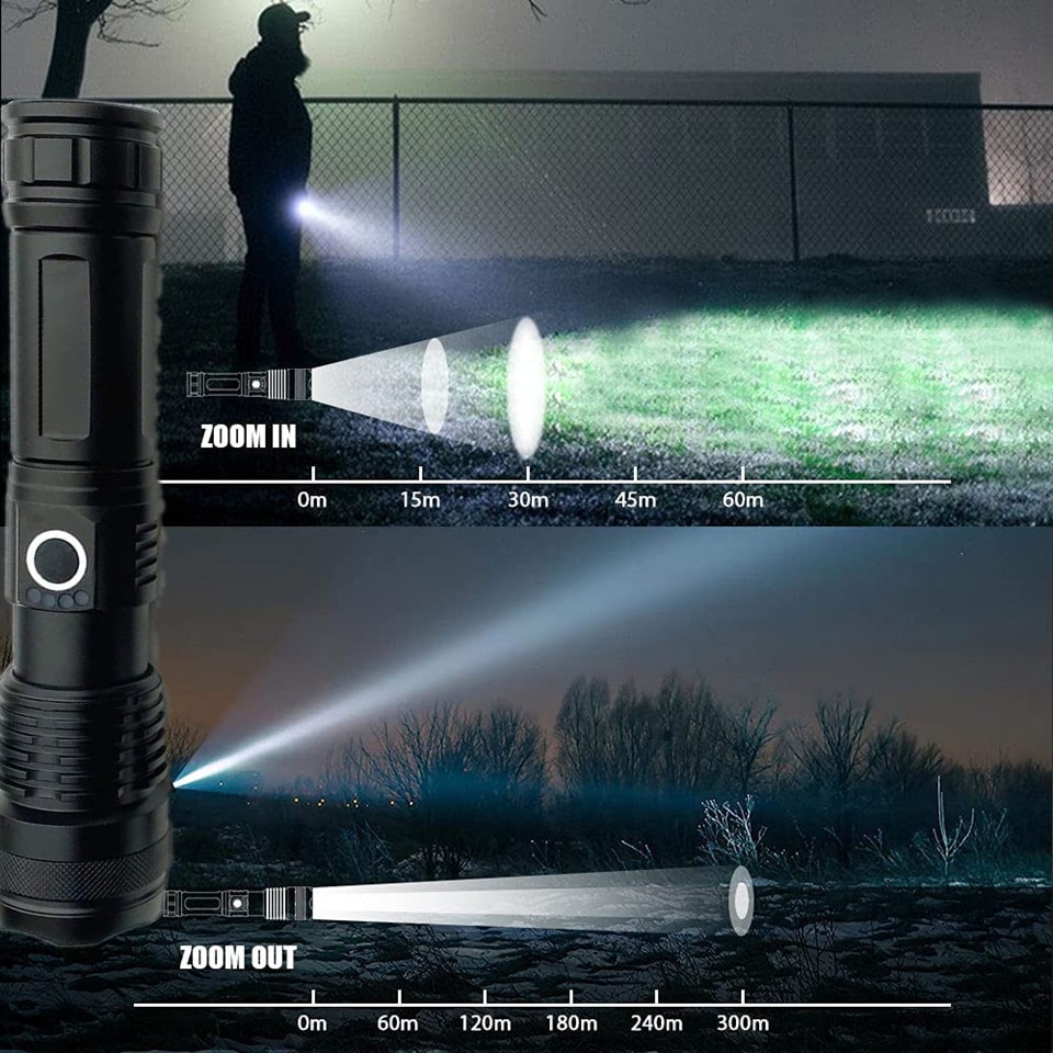 【NEW】 Flashlight Xhp70 Most Powerful LED Rechargeable Lantern Usb Zoom 18650 Battery 26650 Torch Best Camping, Outdoor & Emergency Use. 