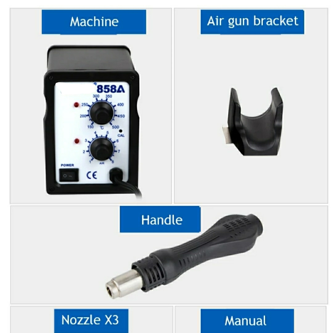 Analog 858A Hot Air Soldering Station Multifunction SMD/SMT Rework station with LED Indicator Light Replace  Baku Active Quick Koocu 858D 878D+ BK-858A. 