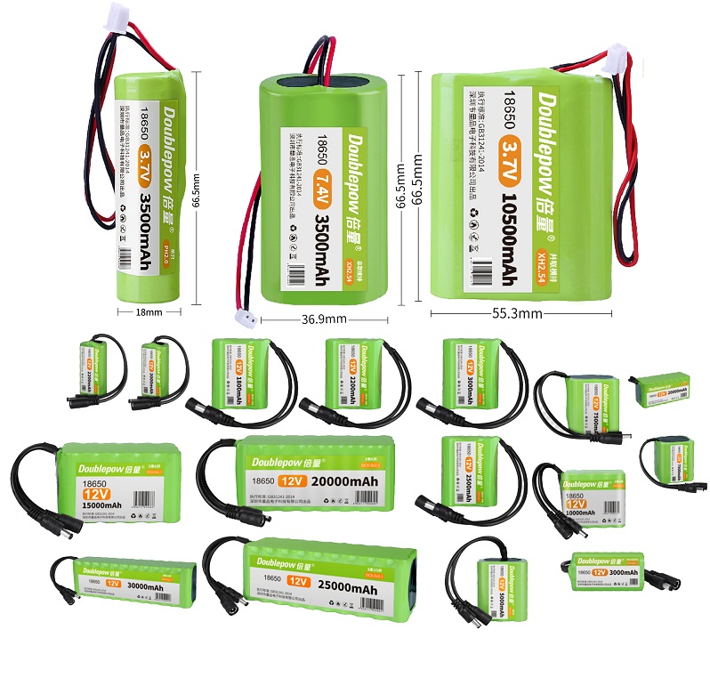 Doublepow PCB Protected 1S1P 3.7V 18650 2200mAh Lithium ion Rechargeable Battery Pack for Toys, AC/DC LED Bulb - 1 piece. 