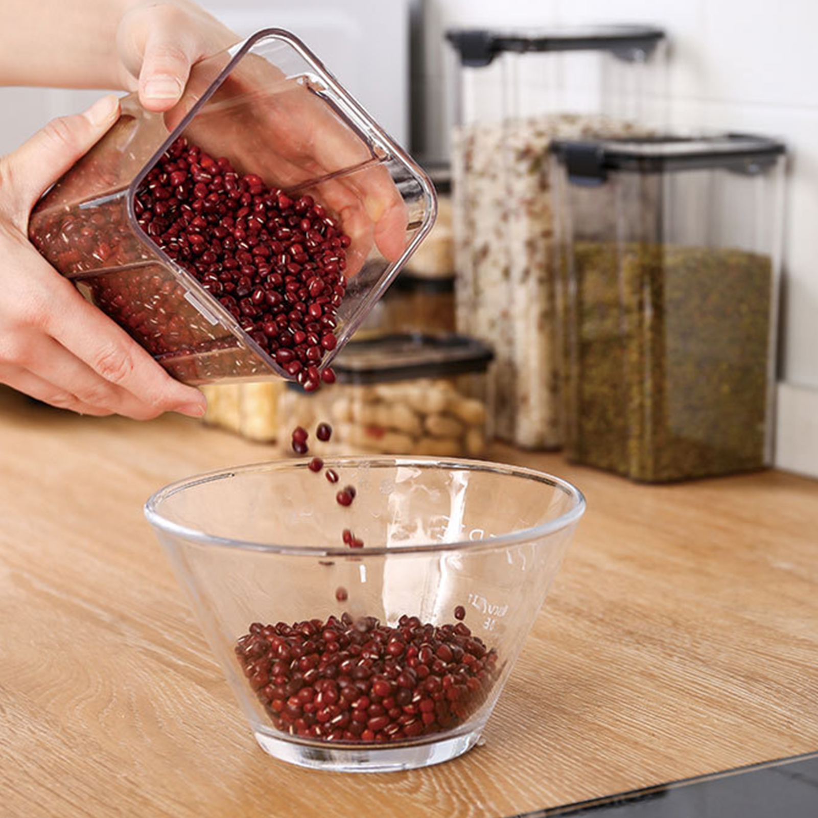 Moisture-proof Stackable Transparent Sealed Food Storage Jar Container with Lid. 