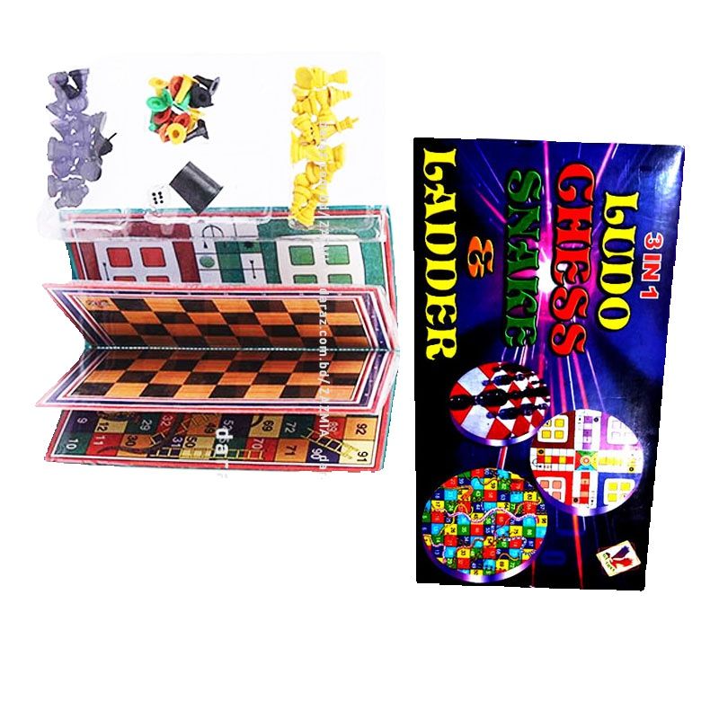 Ludo, Chess & Ladder 3 In 1 Game Set, small size. 