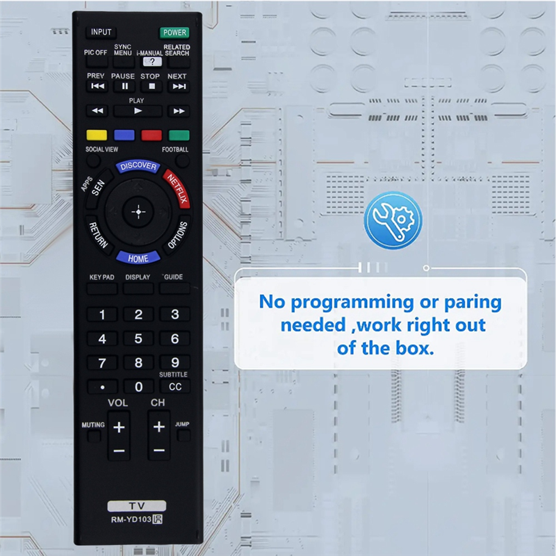 RM-YD103 Black TV Remote Control for Sony KDL-32W700B KDL-40W580B KDL-40W590B KDL-40W600B KDL-42W700B KDL-48W580B KDL-48W590B. 