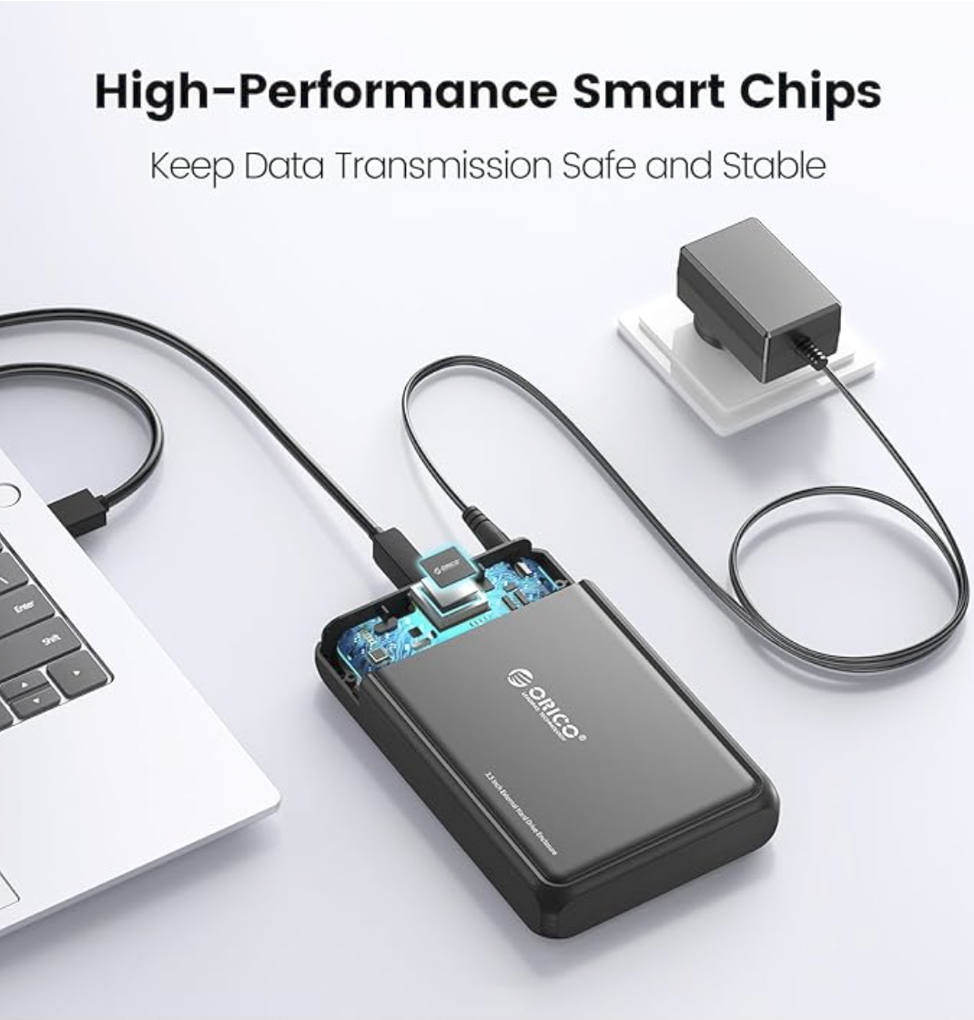 ORICO DDL35-U3 USB 3.0 External Hard Drive Enclosure for 2.5" 3.5" SATA HDD and SSD Max 20TB Supports UASP 12V/2A Power Supply. 