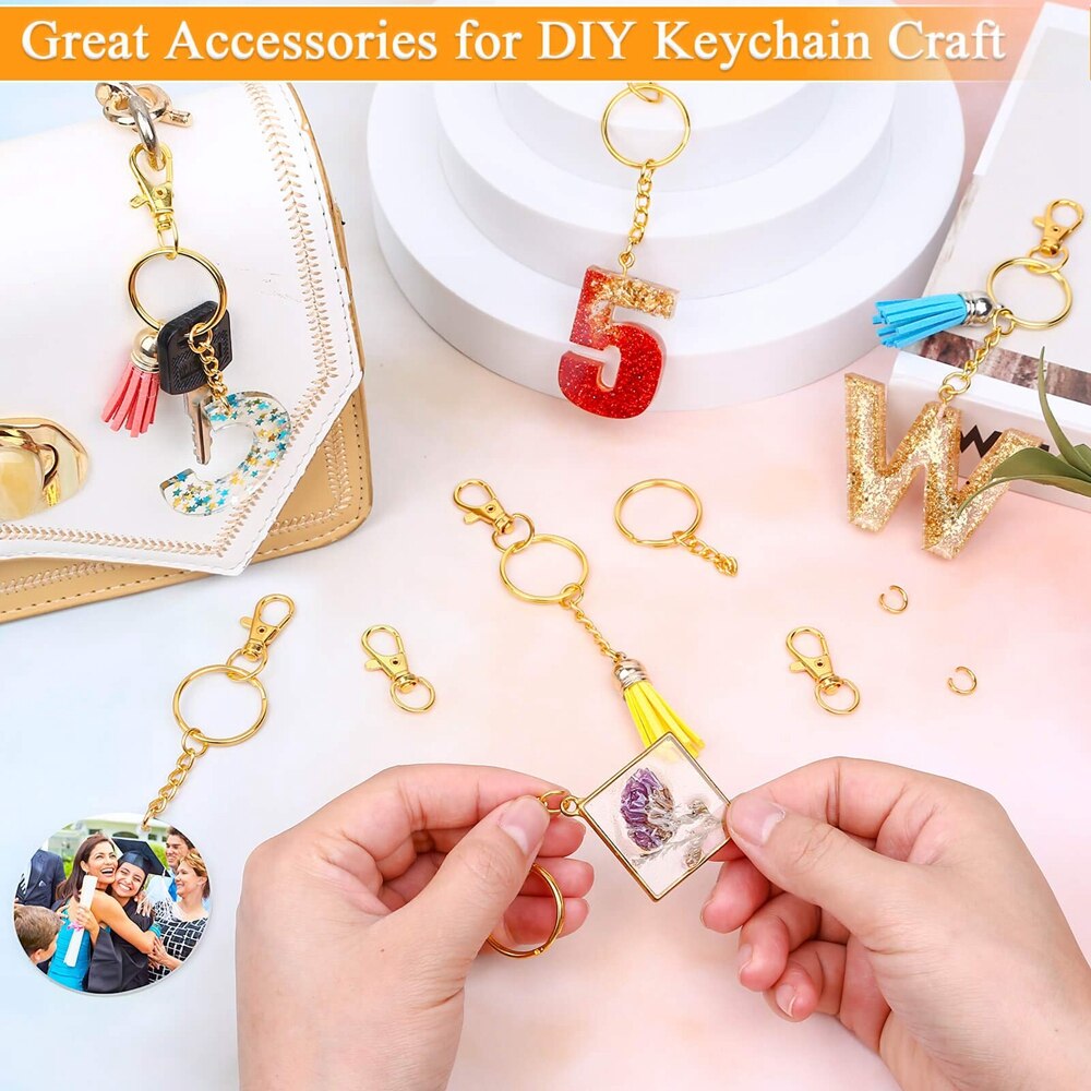 180PCS Key Chain Rings Pendants Keychain Hardware Key Hooks with Key Rings and Jump Ring DIY Crafts Keychain Making Supplies. 