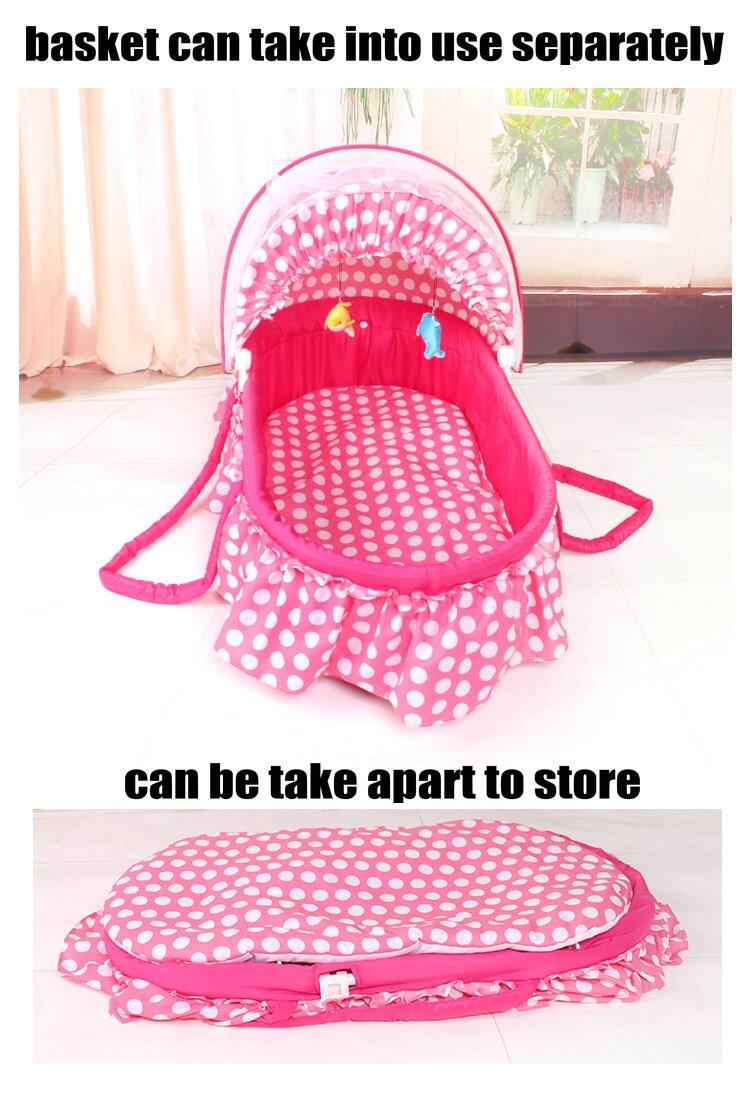 Pink baby bassinet shop with canopy & wheels