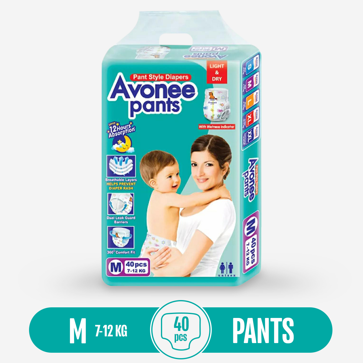 Avonee Pant Diaper For Baby M (7-12 Kg) - 40Pcs