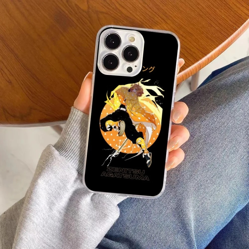 Demon Slayer Zenitsu Mobile Phone Case for iPhone 15 14 13 12 11 XS X 8 7 6 Plus Mini Pro Max SE 2022 Clear Phone Cover Funda. 