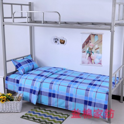 M3NO wholesale factory custom blue plaid three-piece set of student dormitory bunk bed sheets quilt cover pillowcase