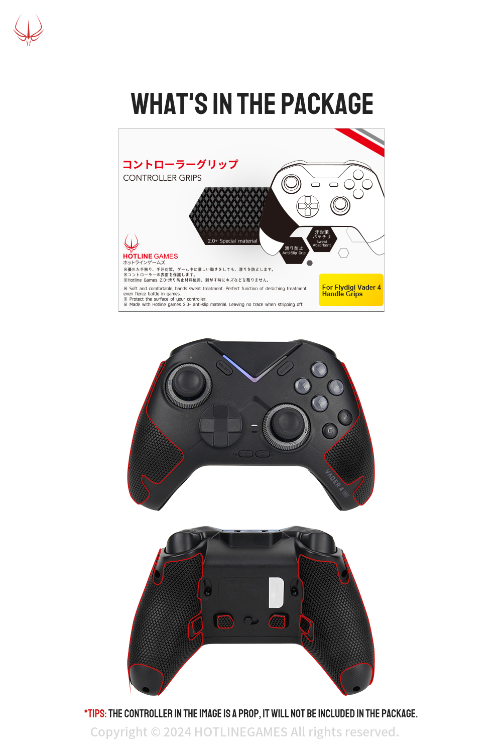 HOTLINE GAMES 2.0 PLUS Controller Grip Tape Compatible With Flydigi Vader 3 / 4 Pro Controller,Non-Slip,Moisture Wicking. 