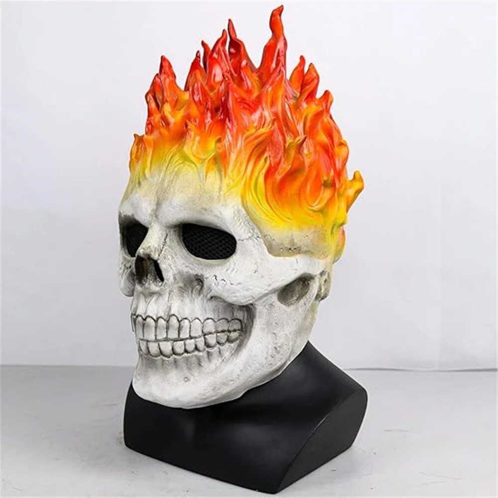 Bulex Halloween Ghost Rider Red Flame Skull Mask Horror Ghost Full Face Latex Masks Cosplay Costume Props. 