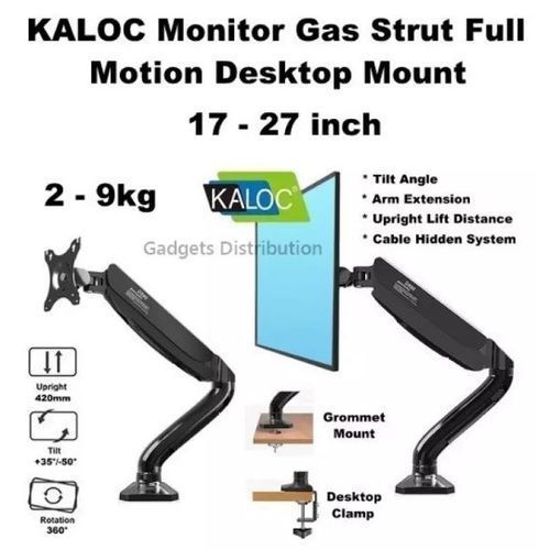 Kaloc KLC-DS90 Adjustable Single Arm Monitor Mount Stand 17” to 32” Screen Size - Black. 