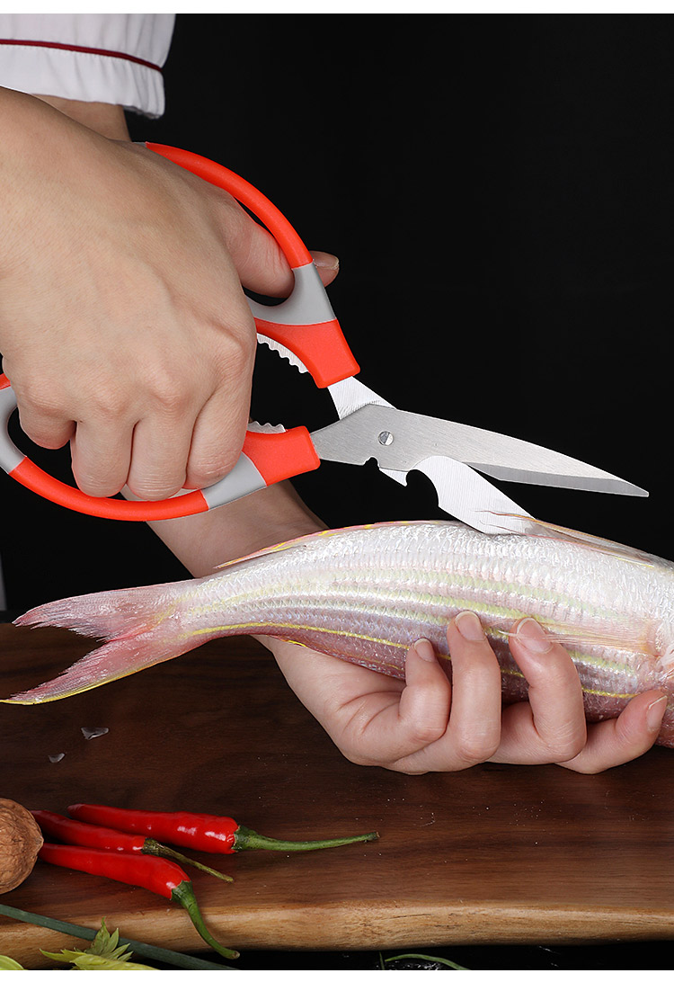 Orange multifunctional kitchen scissors