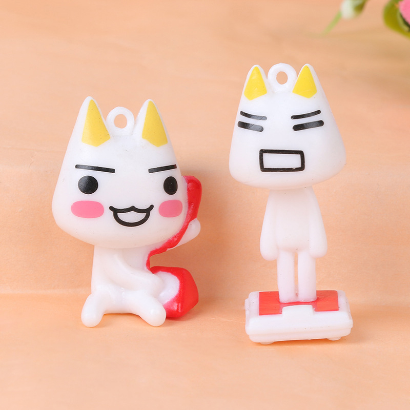 10Pcs Kawaii Toro Inoue The Cat Cute Action Anime Figurines Car Interior Ornament Keychain Charm Pendant Toys. 