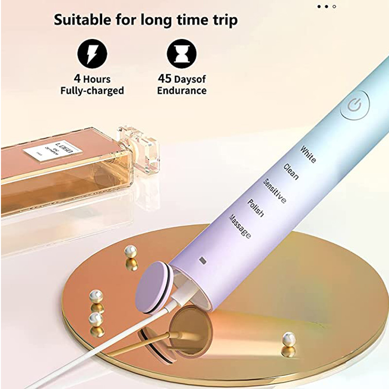 Portable Yunchi Sonic Adult's Electric Toothbrush 5 Modes 2 Mins Smart Timer USB Rechargeble 4 Hours Fast Charge Last Up 45 Days. 