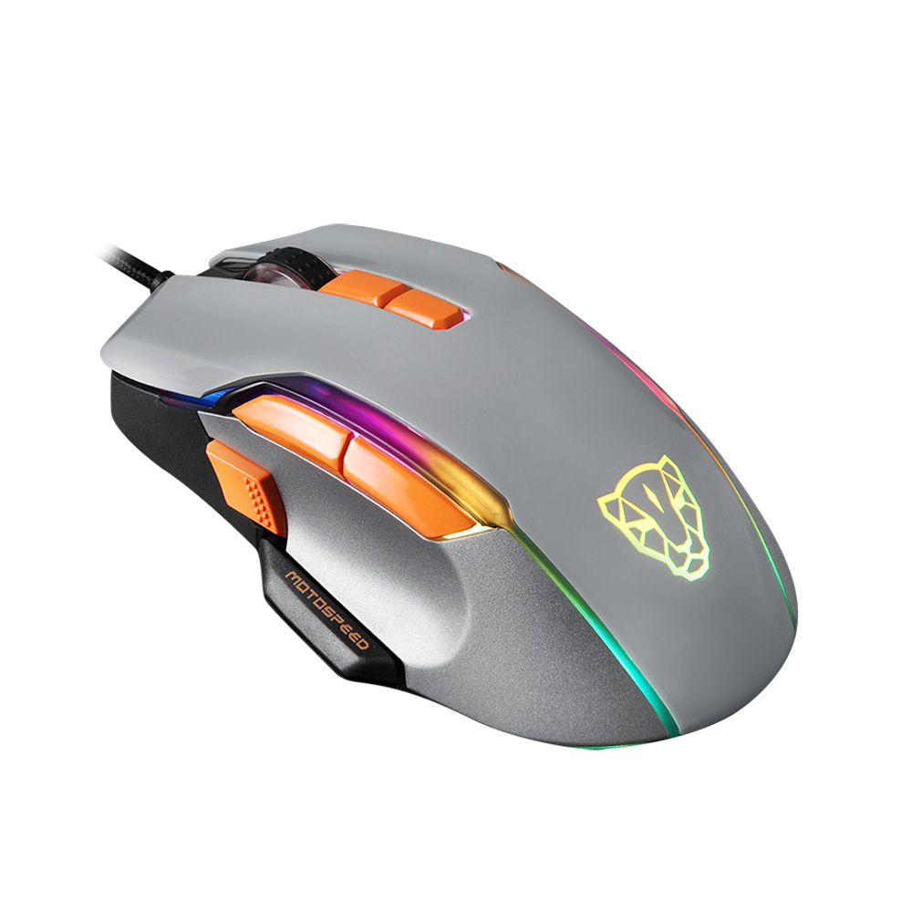 Motospeed V90 Wired Gaming Mouse RGB Backlight Ergonomic 8 Adjustable 50000 DPI Computer Office Macro Drive PMW3325 For Laptop. 