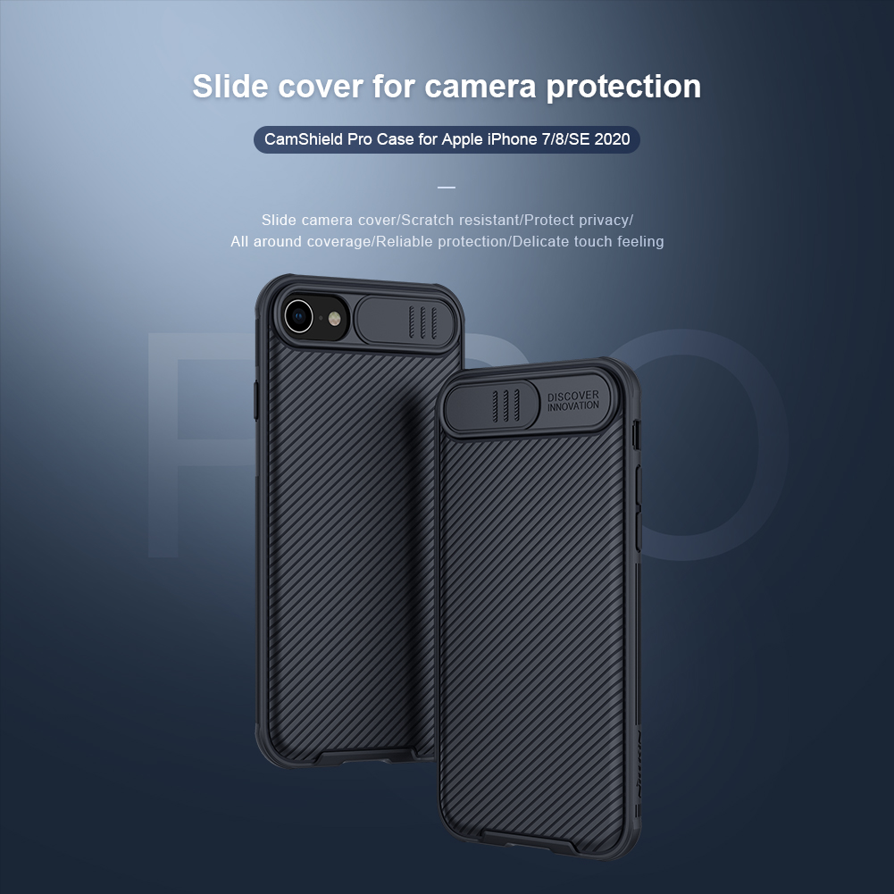 Nillkin® CamShield PC PRO case for Apple iPhone SE 2020 and iPhone 7 and iPhone 8 Black Slide cover for camera protection cases
