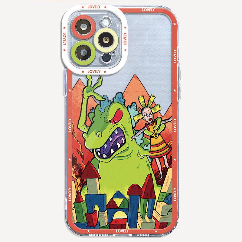 Movie R-Rugrats Reptar Phone Case for iPhone 11 Pro XS X XR 8 Plus 12 Mini 7 6S SE 11 Pro 14 Pro Max 13 14 15 Pro Max 13 Cover. 