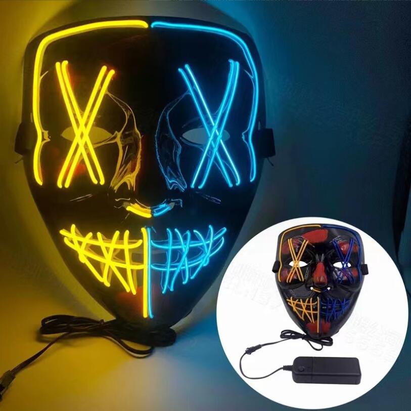 Dual color luminous mask LED party horror mask nightclub ghost face luminous mask. 
