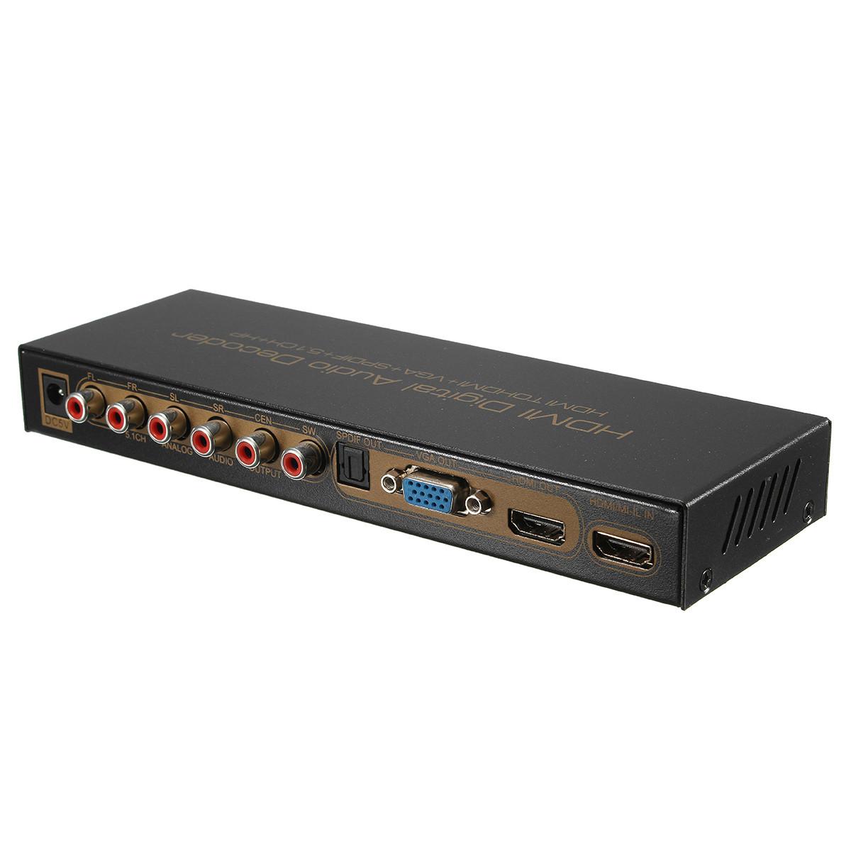 HDMI Digital Audio Decoder HDMI TO HDMI + VGA + SPDIF 5.1CH HP Converter Adapter US - US. 