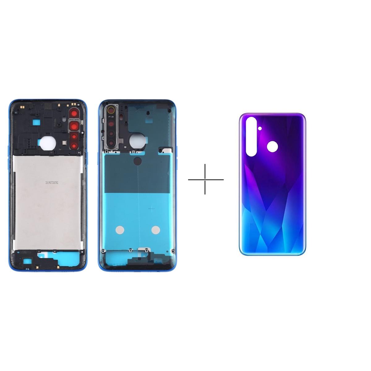 Backsheel & Middle Frame Bezel Plate with Side Keys for Realme 5 Pro - Replacement part Back Battery Cover & Side Frame For Realme 5 Pro