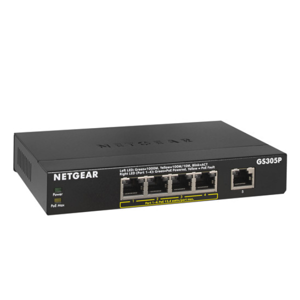 Netgear GS305P 5-Port Gigabit Desktop Switch. 