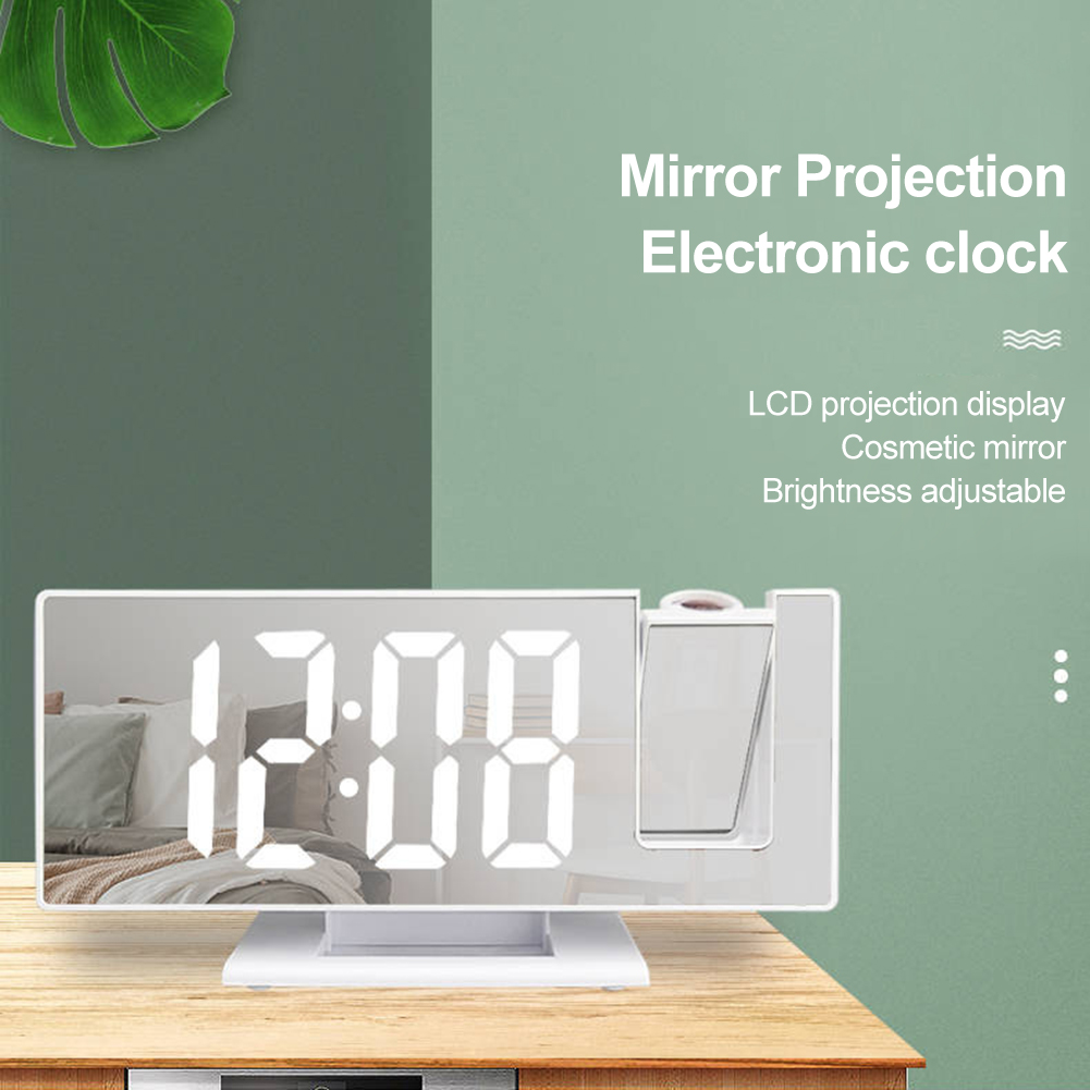 LED Mirror Digital Projection Alarm Clock Table Electronic Clocks Brightness Adjustment with nice material. 