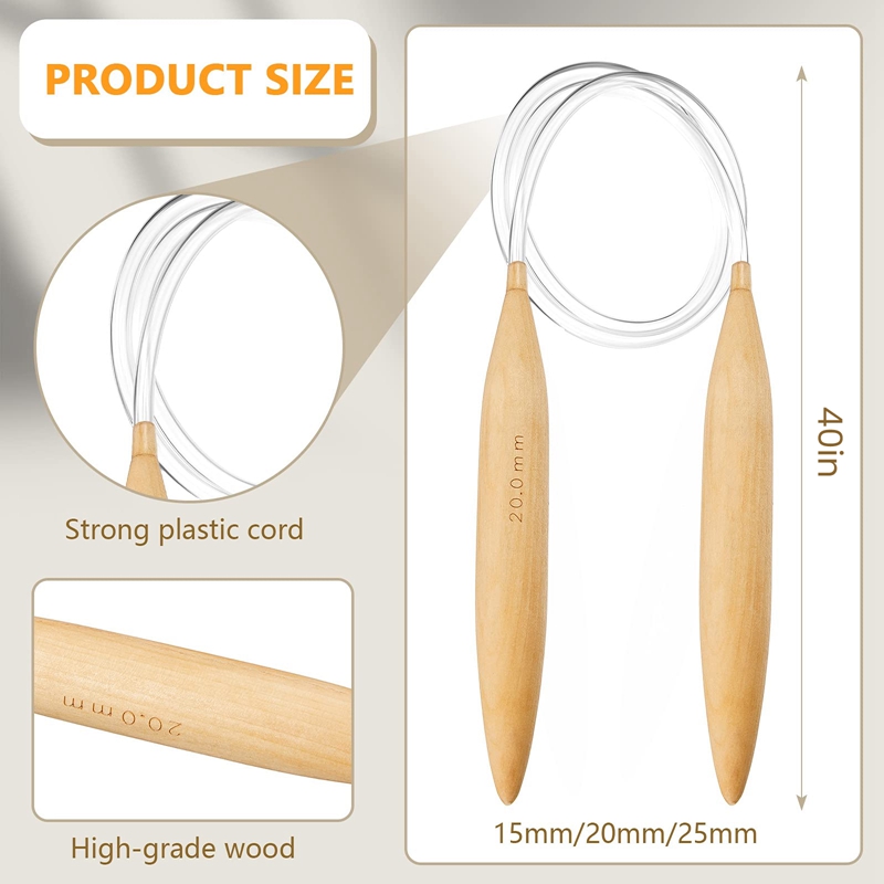 Bamboo Circular Knitting Needles Set for Chunky Yarn US Size 19,35,50. 