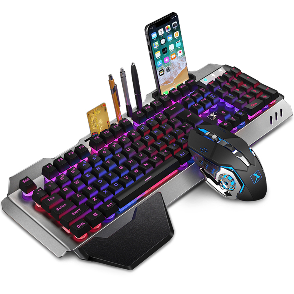 K680 Wireless Mechanical Gaming Keyboard And Mouse Kit Rgb Backlit Metal Panel Rechargeable Gamer Mouse Waterproof Keyboard Set. 