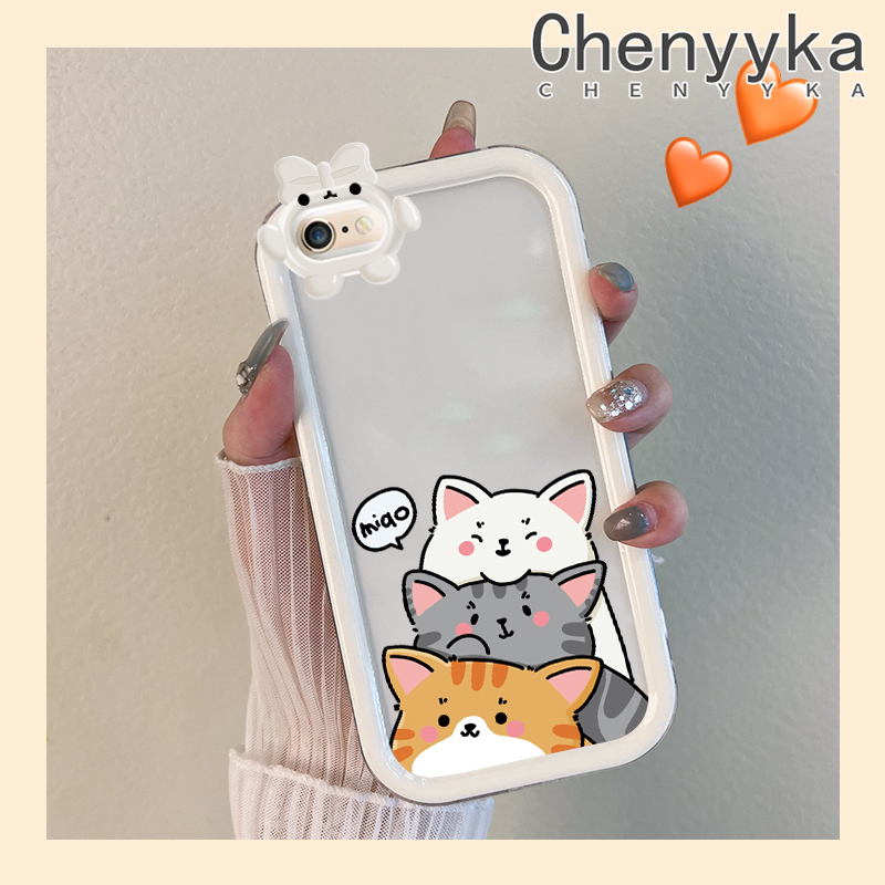 Chenyyka For iPhone 6 Plus 6s Plus 7 Plus 8 Plus Case Cartoon Cute Cat Little Monster Camera Lens Soft Clear Shockproof Phone Cases Simple Transparent Back Cover Silicone Protective Case