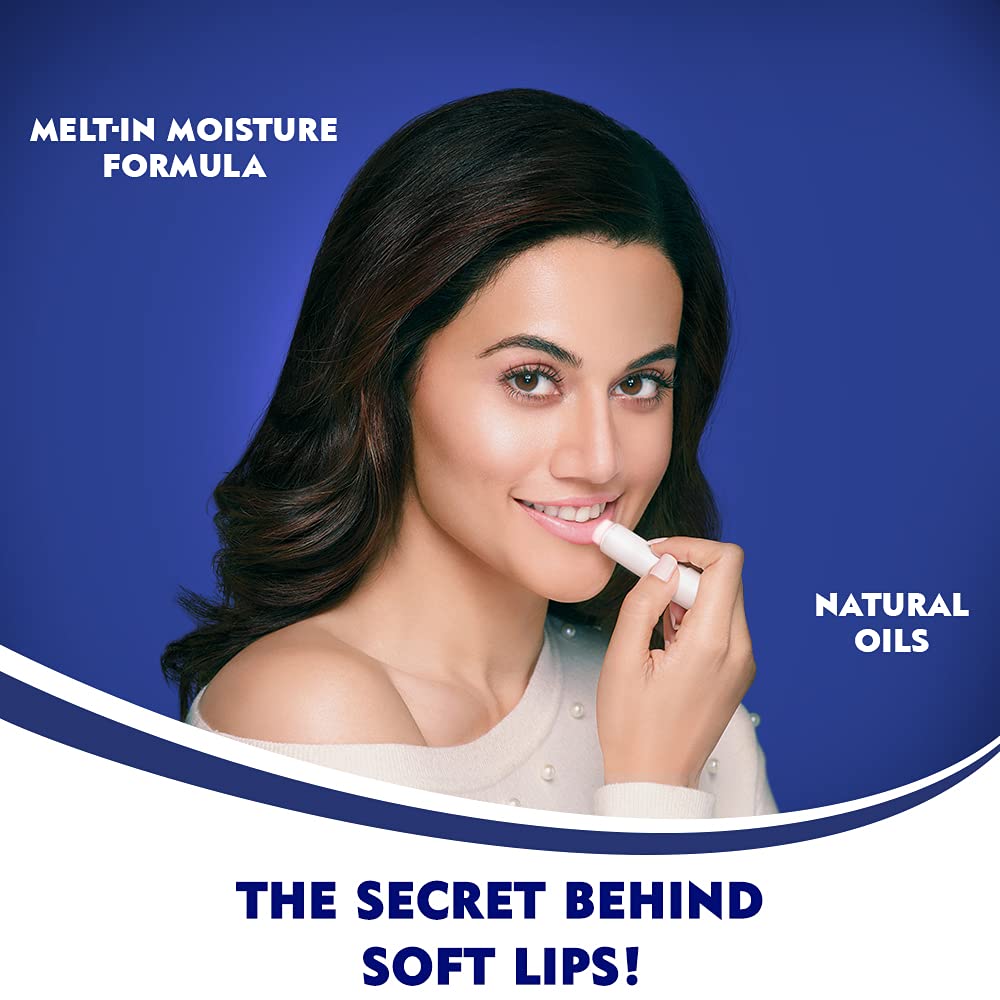 NIVEA Original Lip Balm 24Hour Melt-in Moisture with Shea Butter & Natural Oils. 