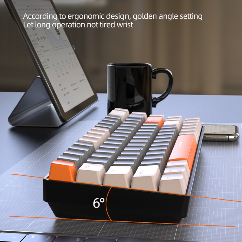 ZIYOU LANG K68 68 Keys Bluetooth Wireless Dual Model Mechanical Keyboard, Style: Red Shaft Version (Shimmering). 