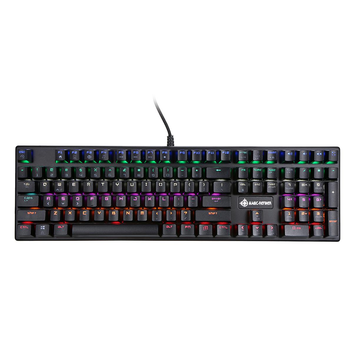 MAGIC-REFINER Mechanical Keyboard Square Keycap Gaming Keyboard 108 Keys N-key rollover USB Cable Blue Switch Backlight Keyboard