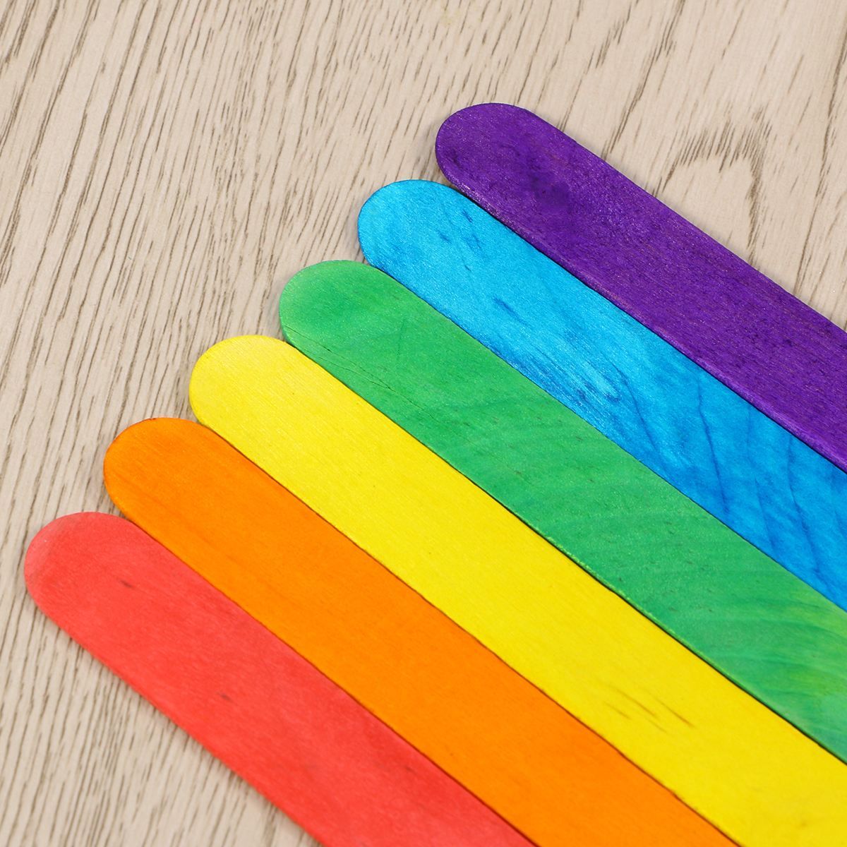 Wood Popsicle Sticks 100mm Length, 50 Pcs Craft DIY Natural Tools Ice Cream Paddles color ice cream stick