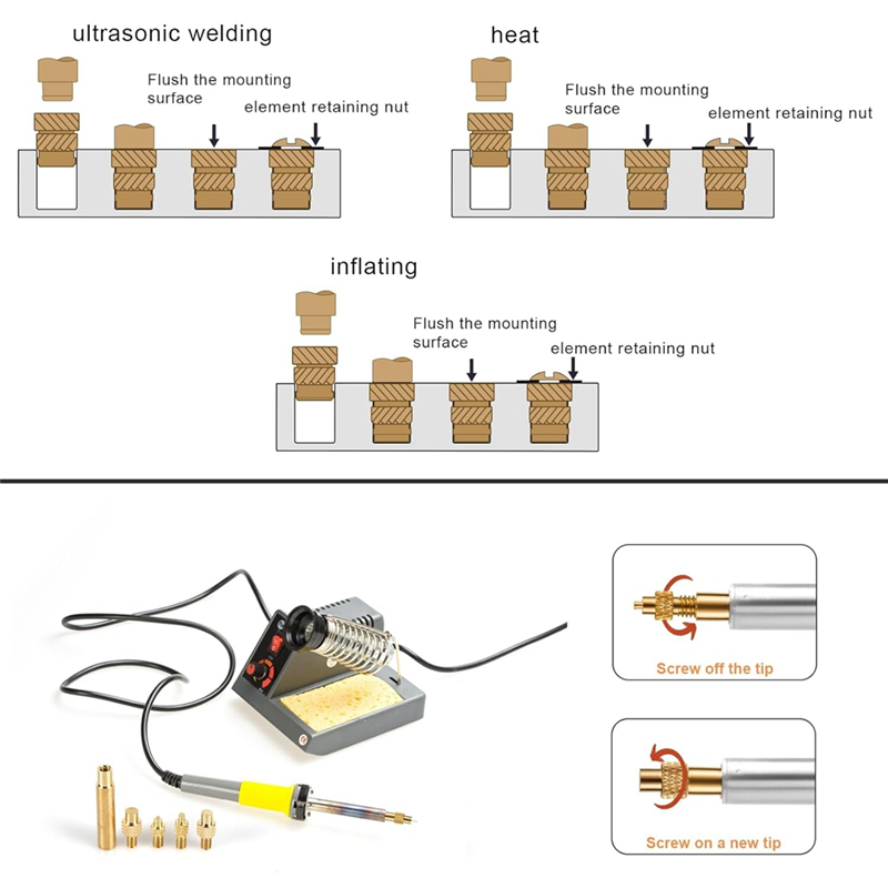 407pcs Brass Threaded Inserts for 3D Printing,M2 M2.5 M3 M 4 M5 M6 Female Thread Metric Knurled Nuts Threaded Heat Set Easy to Use. 