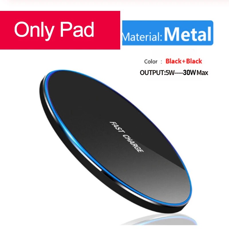 30W Fast Wireless Charger For Samsung Galaxy S9/S20 S8 Note 9 USB Qi Charging Pad for iPhone 12 11 XS Max XR X 8 Huawei P30 Pro. 