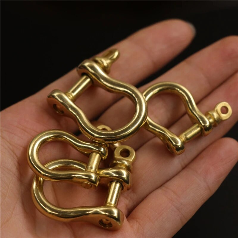 Solid Brass Carabiner D Bow Shackle Fob Key Ring Keychain Hook Screw Joint Connector Buckle. 