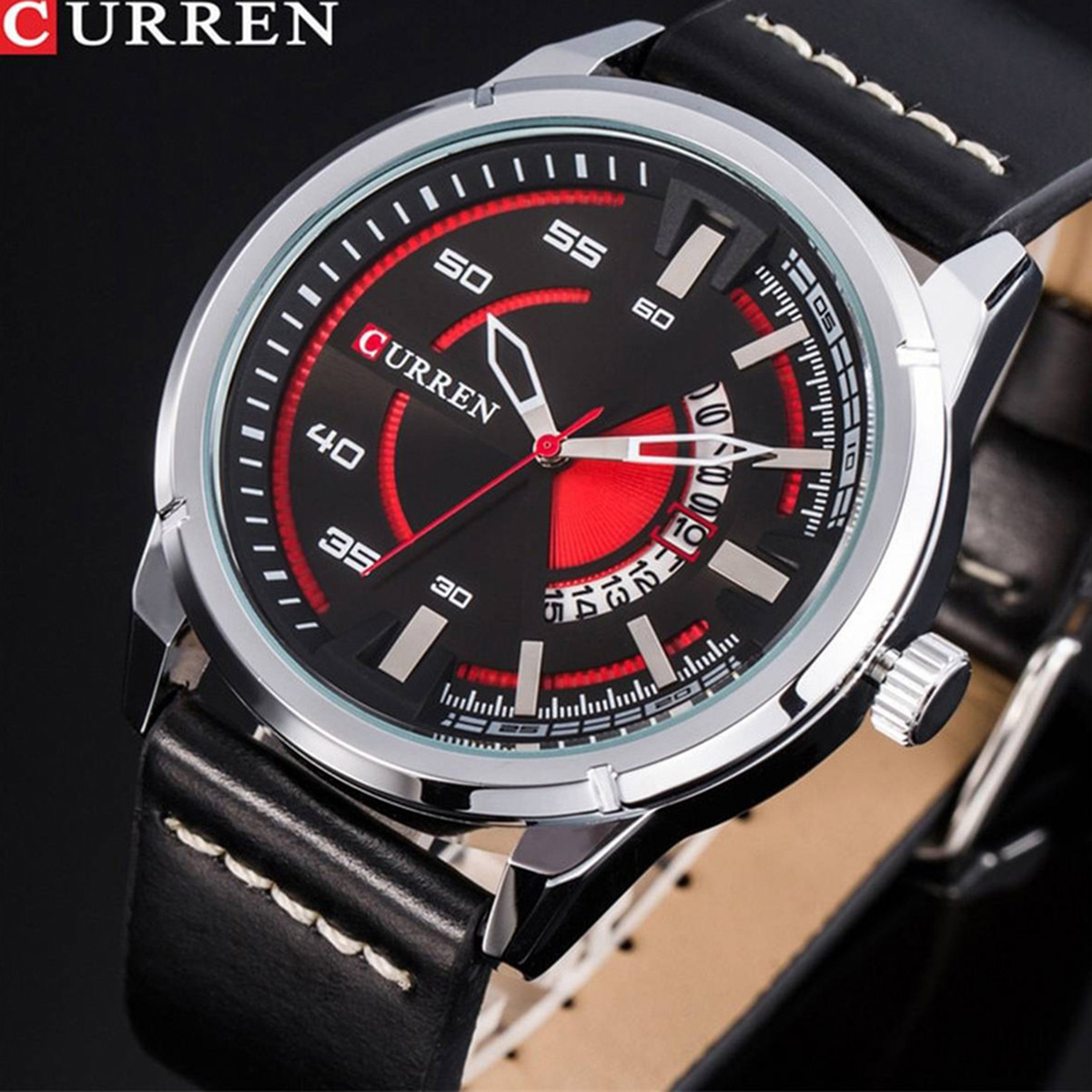 CURREN 8298 Young Vogue Design Wrist Watch Hot Fashion Creative Dial Quartz Men Watches Leather Strap Male Clock Montre Homme Daraz .bd